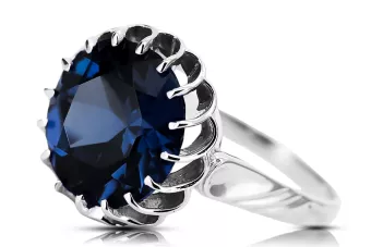 Винтидж бижута Пръстен Сапфир Стерлингово сребро 925 vrc035s